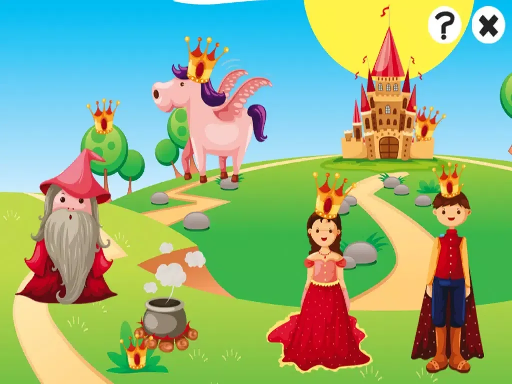 A Fairy Tale Learning Game for Children: learn with princess, wizard, knight & horse iPad 应用截图