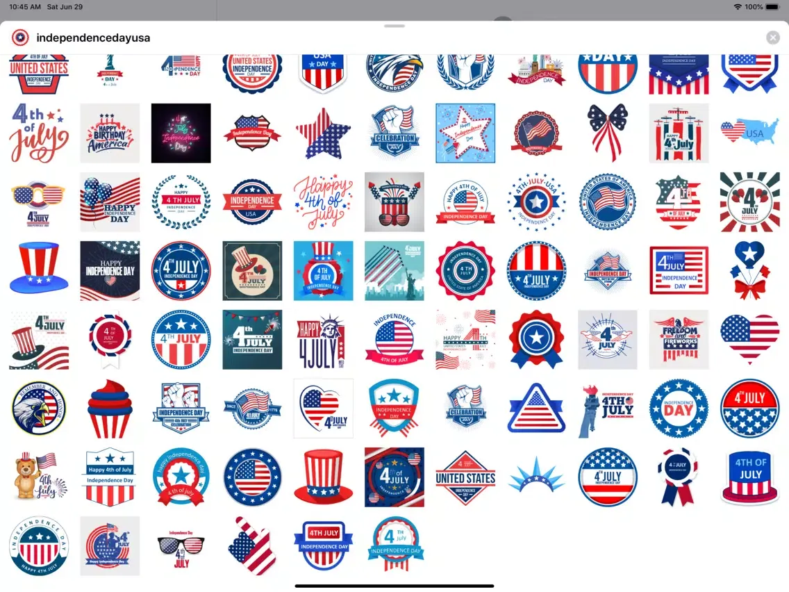 Independence day USA stickers iPad  Screenshots