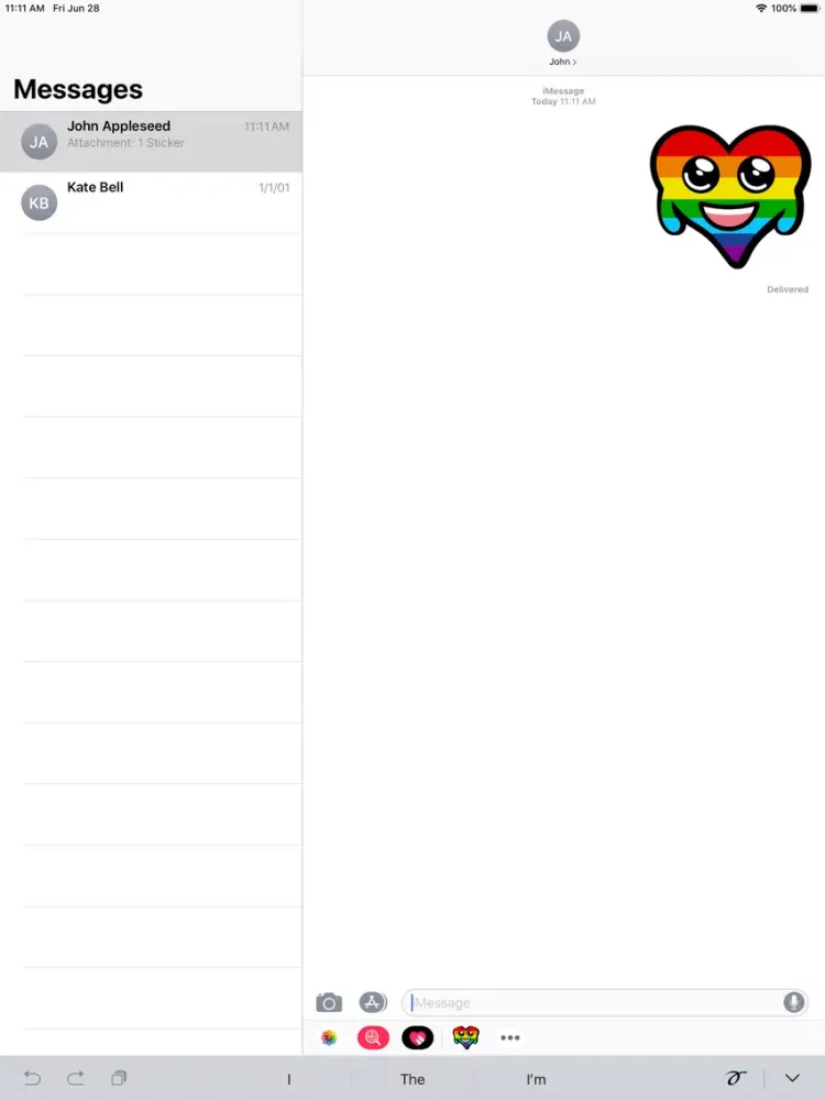 Tangkapan layar Rainbow Hearts stickers iPad 