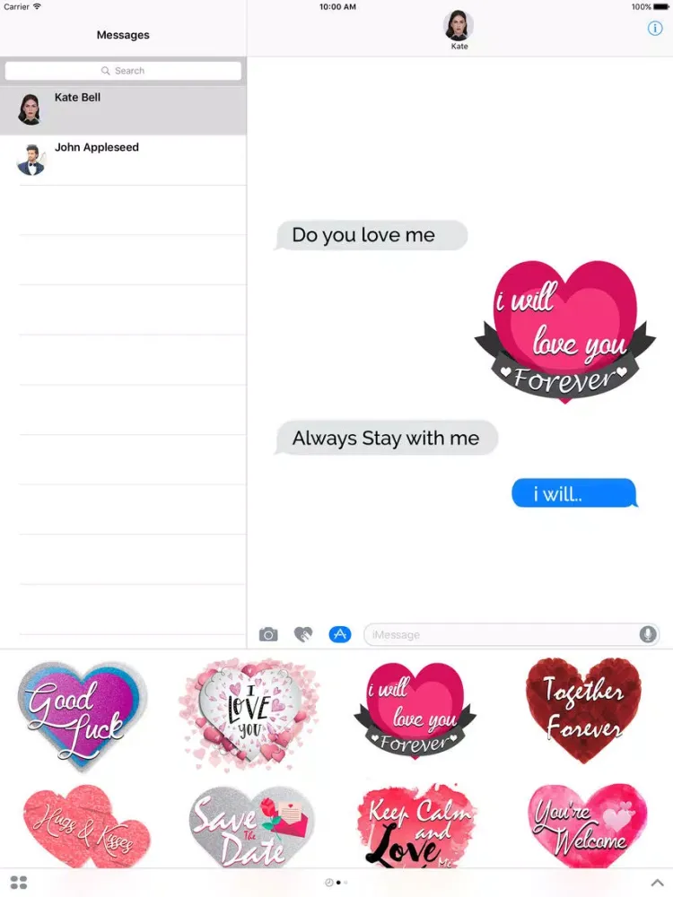 Love Heart Illustrated Stickers iPad  스크린샷