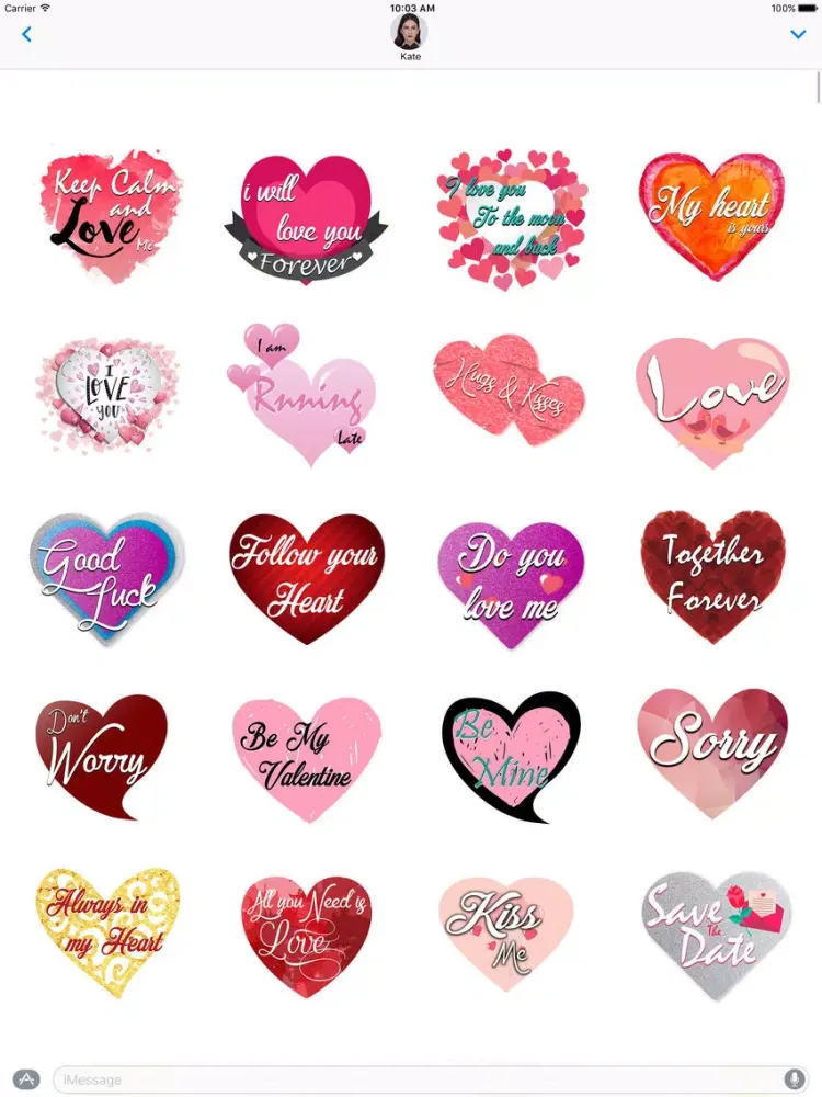 Love Heart Illustrated Stickers iPad  스크린샷
