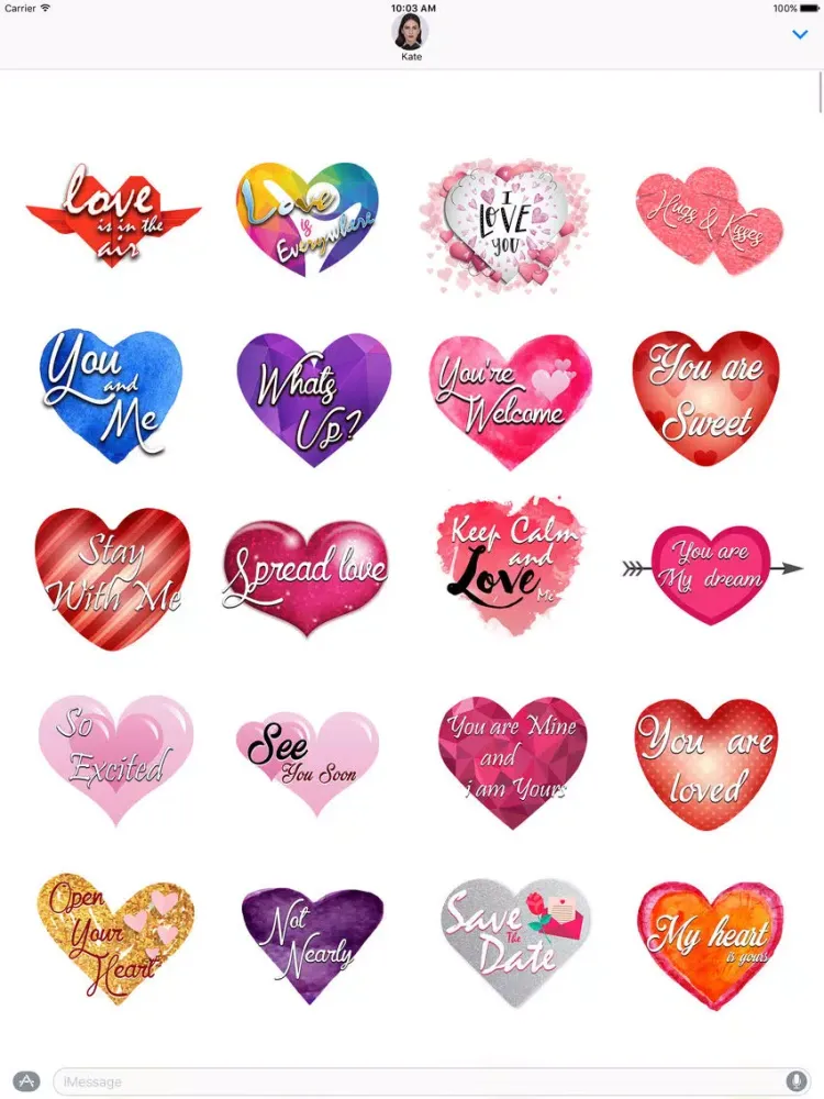 Love Heart Illustrated Stickers iPad  스크린샷