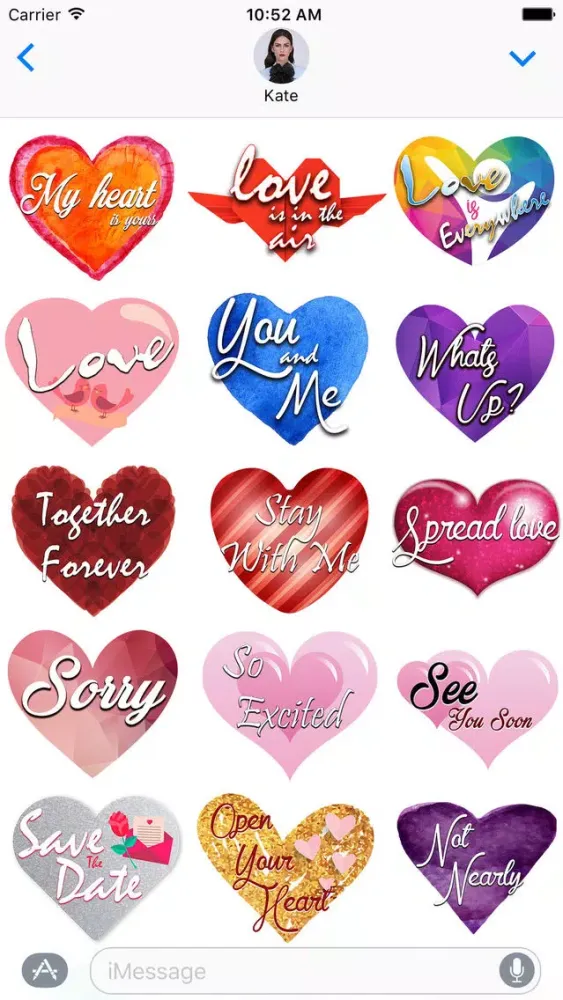 Love Heart Illustrated Stickers 스크린샷
