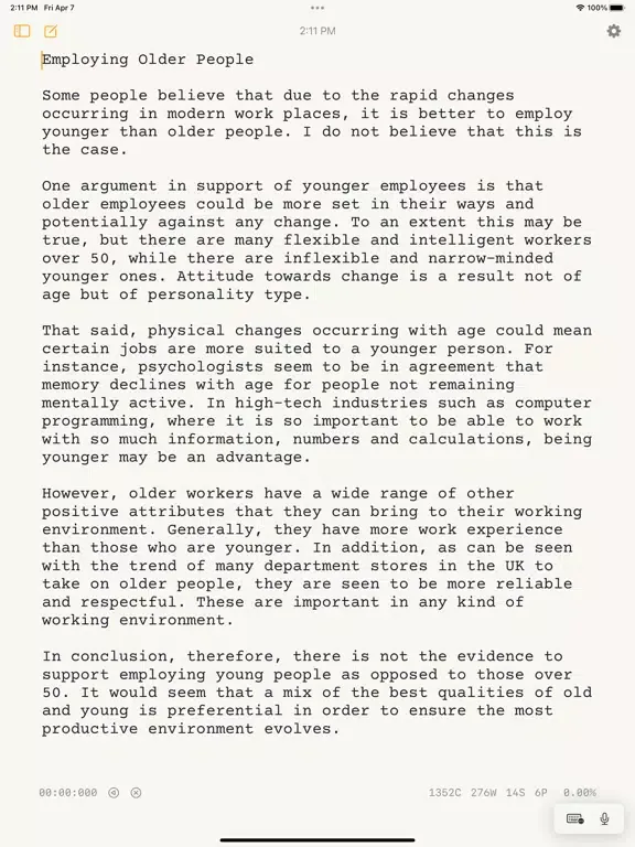 Capturas de tela do Plain Writer iPad 