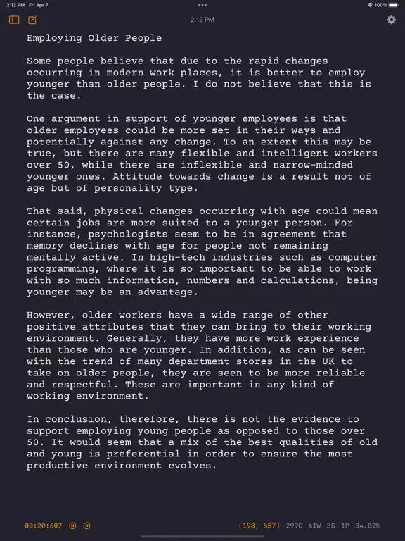 Capturas de tela do Plain Writer iPad 