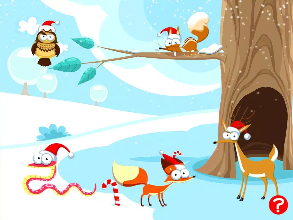 Merry Christmas! Game for children age 2-5 with puzzles, exercises and games. Play with the animals of the forest in winter iPad 应用截图
