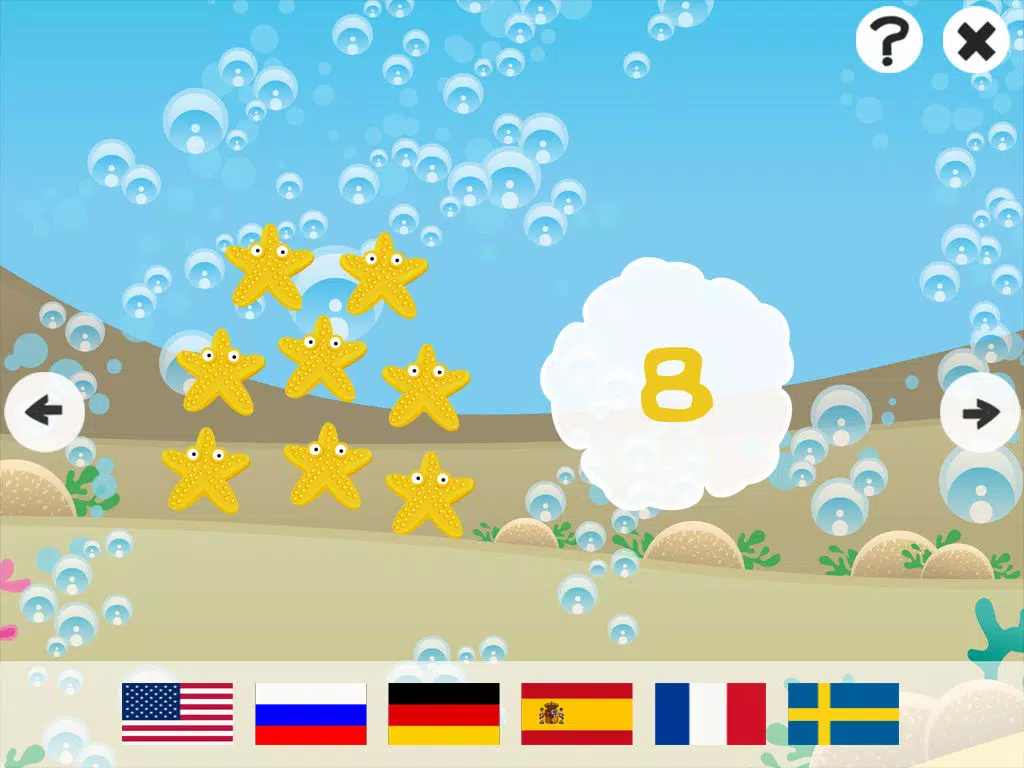 Screenshot di Ocean Counting Game for Children: Learn to count the numbers 1-20 in 7 languages iPad 
