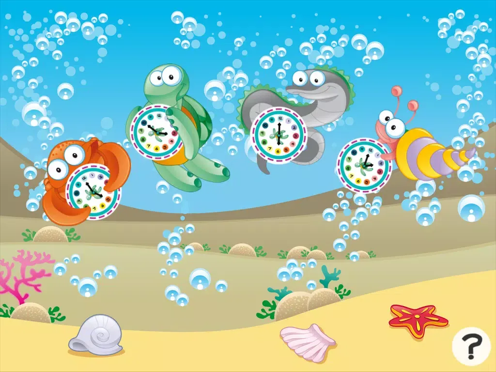 What time is it? Game for children to learn how to read a clock with the animals of the ocean with games and exercises for kindergarten, preschool or nursery school iPad  স্ক্রিনশট