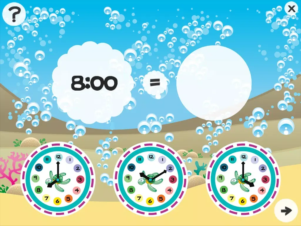 What time is it? Game for children to learn how to read a clock with the animals of the ocean with games and exercises for kindergarten, preschool or nursery school iPad  স্ক্রিনশট