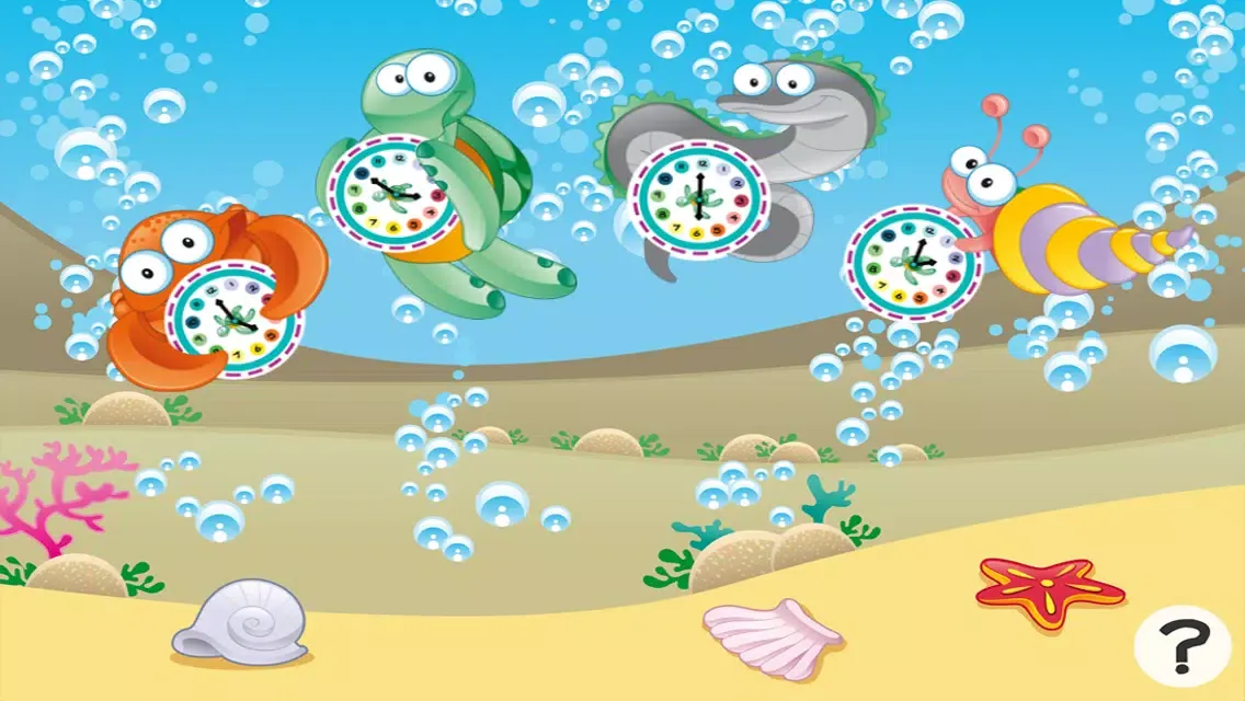 What time is it? Game for children to learn how to read a clock with the animals of the ocean with games and exercises for kindergarten, preschool or nursery school স্ক্রিনশট