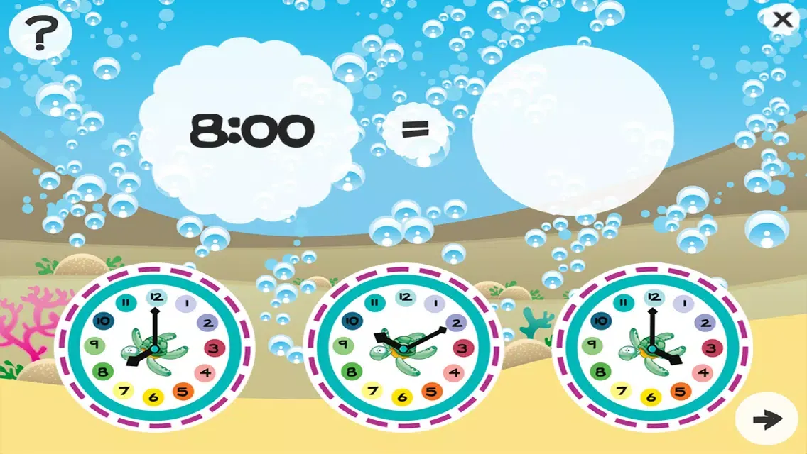 What time is it? Game for children to learn how to read a clock with the animals of the ocean with games and exercises for kindergarten, preschool or nursery school স্ক্রিনশট