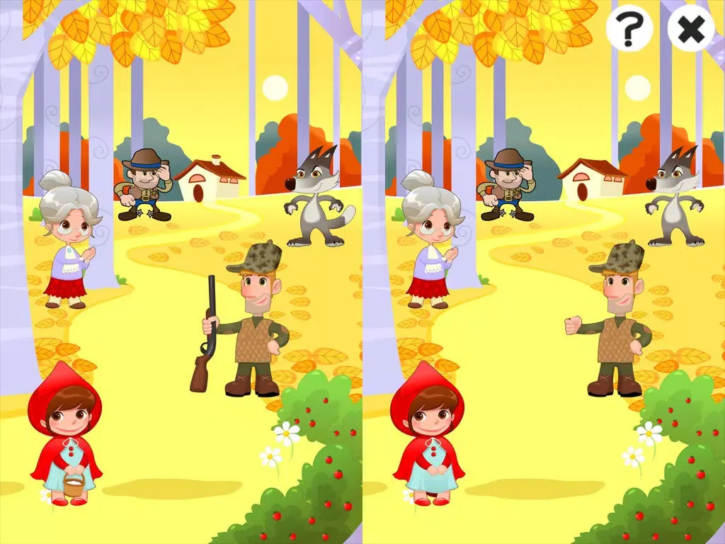 صور Game for children about little red riding hood: Games and puzzles for kindergarten, preschool or nursery school. Learn with girl, red cape, basket, wolf, grandmother, hunter in the forest! iPad 