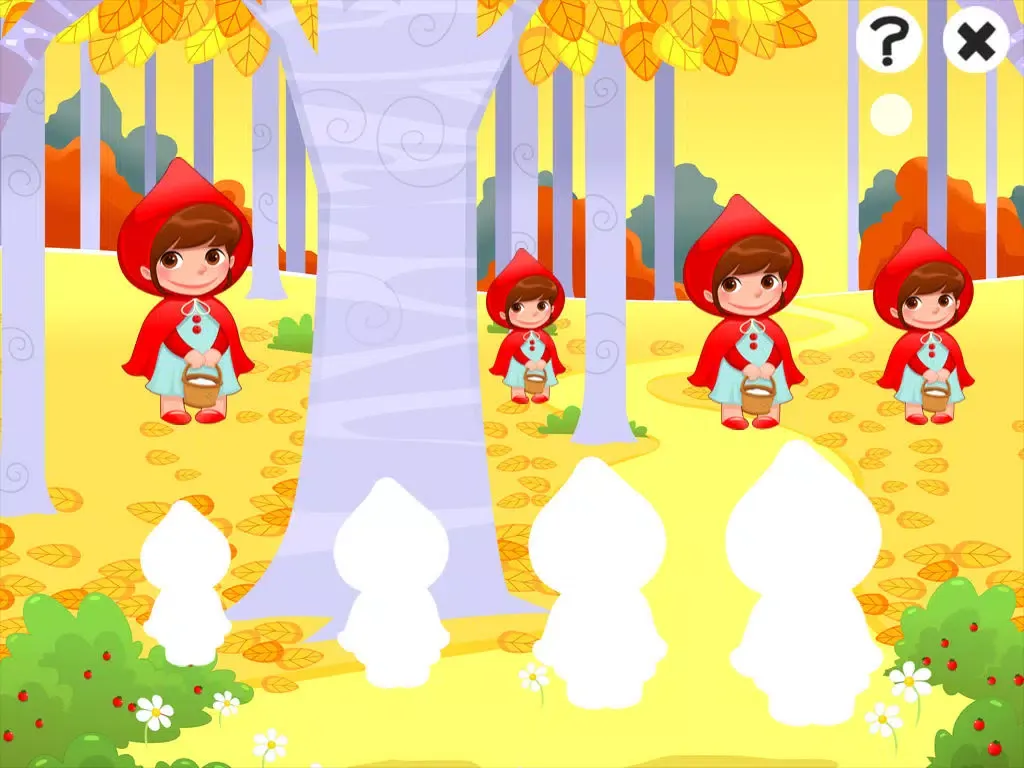 صور Game for children about little red riding hood: Games and puzzles for kindergarten, preschool or nursery school. Learn with girl, red cape, basket, wolf, grandmother, hunter in the forest! iPad 
