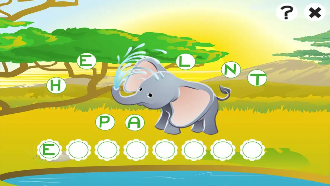 Capturas de tela do ABC safari games for children: Train your word spelling skills of wild animals for kindergarten and pre-school