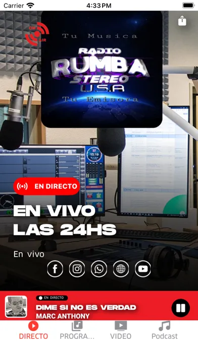 ภาพหน้าจอของ Radio Rumba USA
