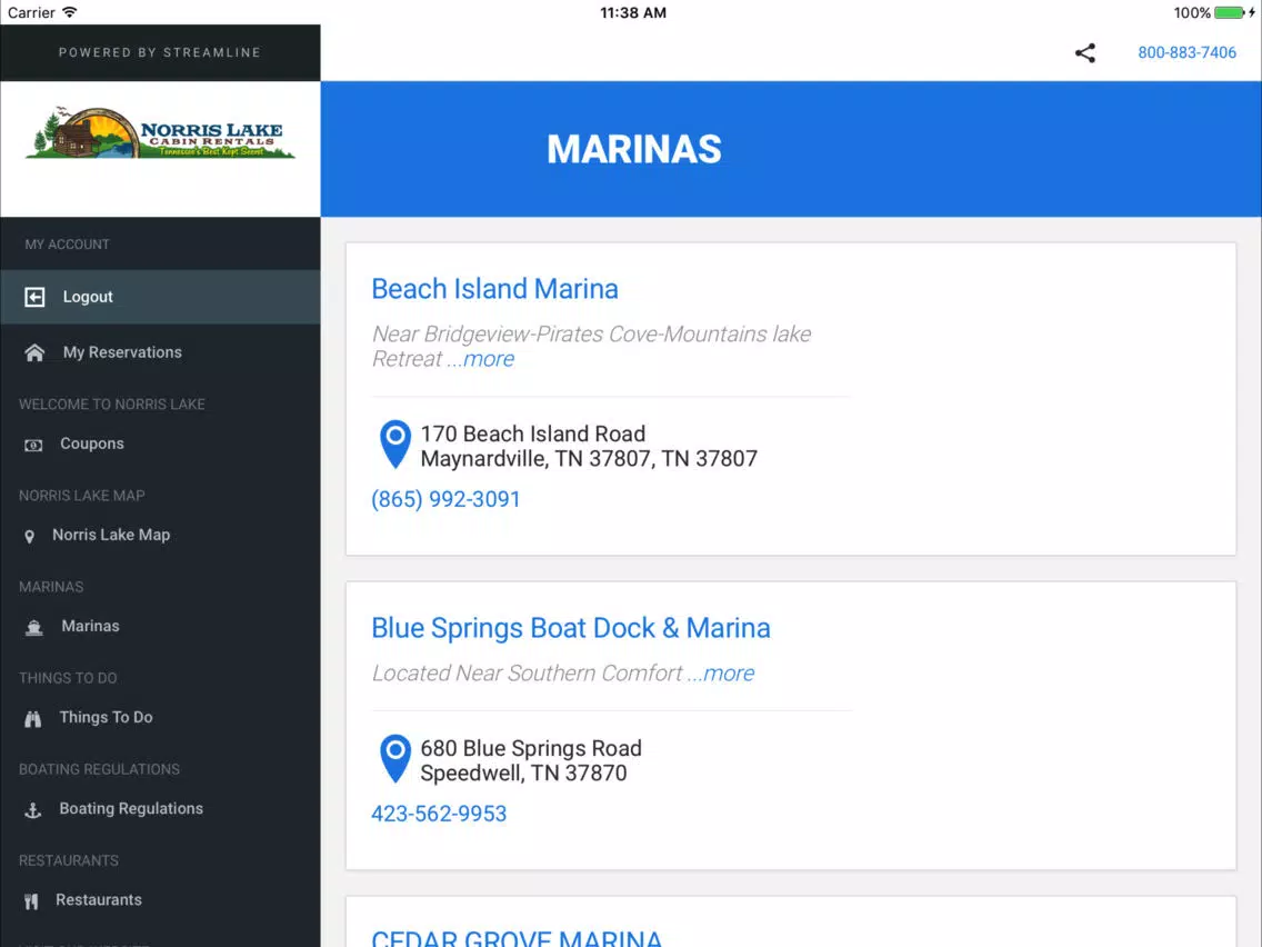 Tangkapan skrin Welcome to Norris Lake iPad 