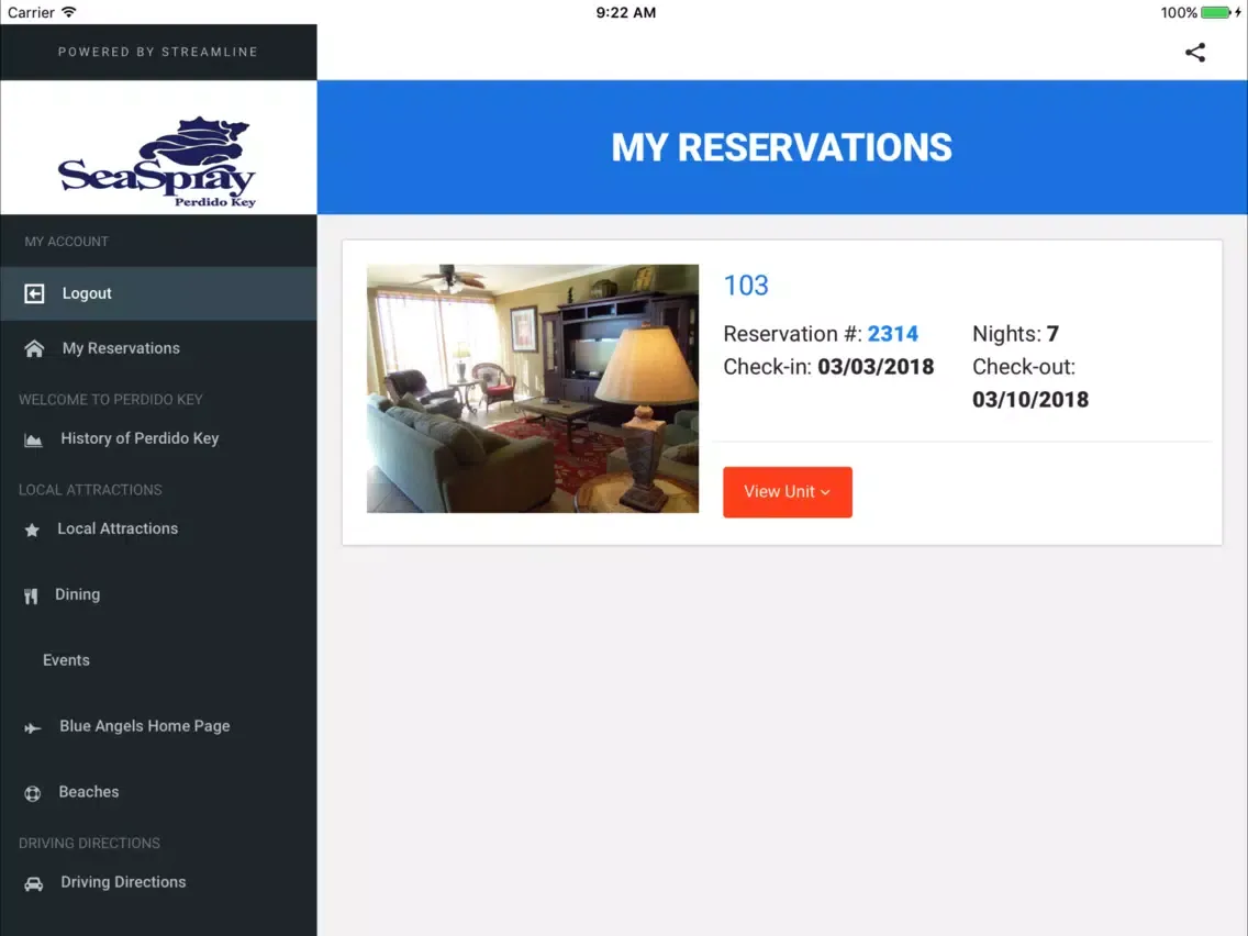 Tangkapan skrin SeaSpray Perdido Key iPad 