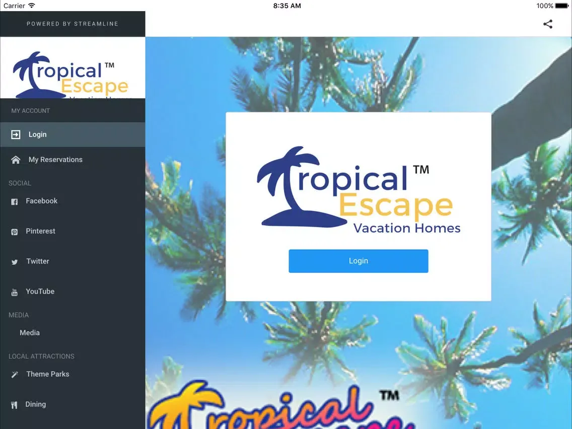 Tropical Escape Vacation Homes Guest App iPad  Screenshots