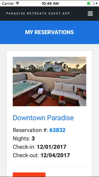 Zrzuty ekranu Paradise Retreats – Guest App