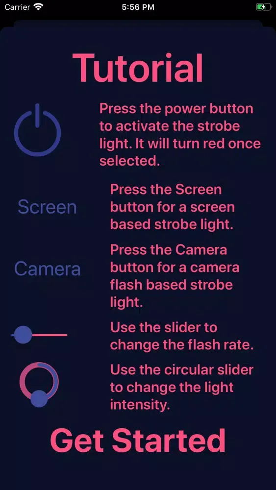 ภาพหน้าจอของ Strobe Lighter