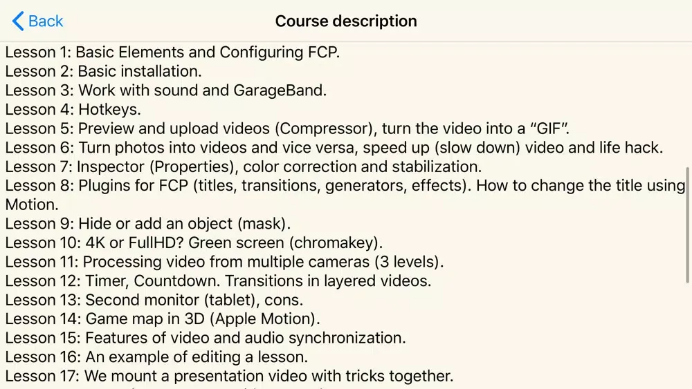 FCPX course, training Screenshots