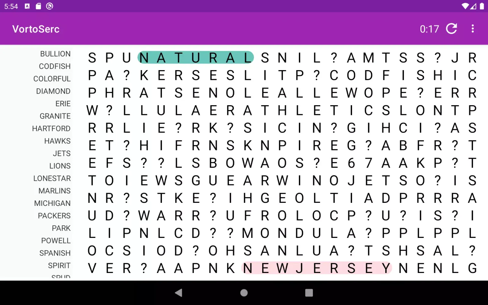 Capturas de pantalla de Vortoserc word search puzzle