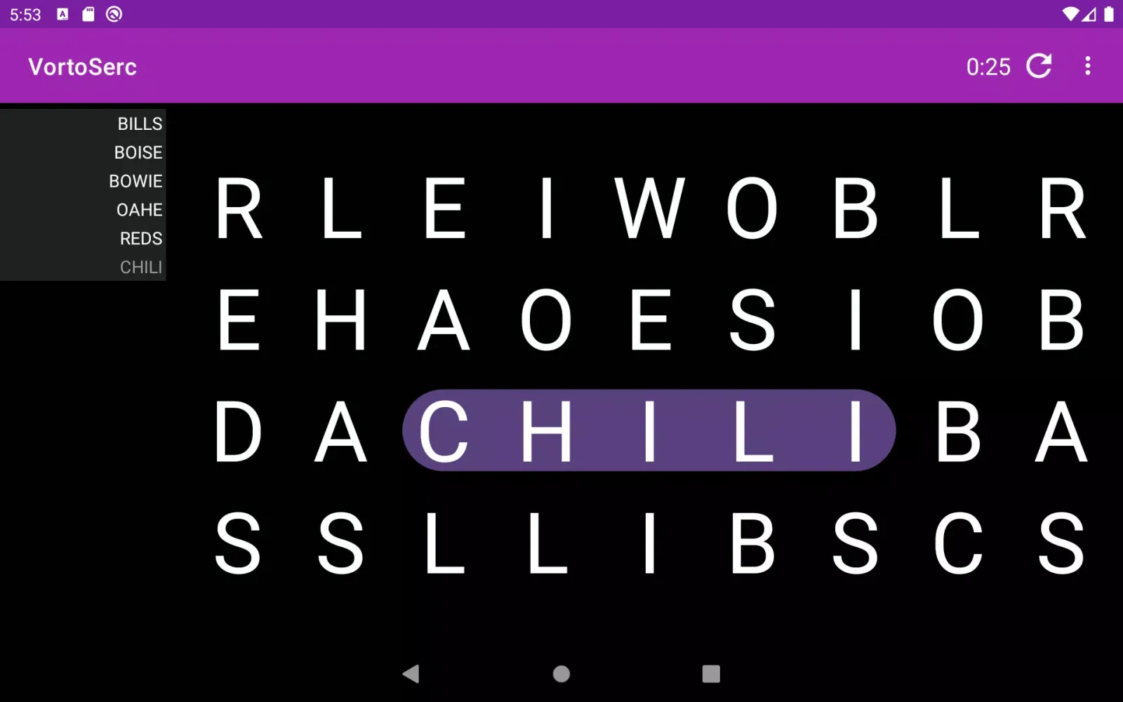 Capturas de pantalla de Vortoserc word search puzzle
