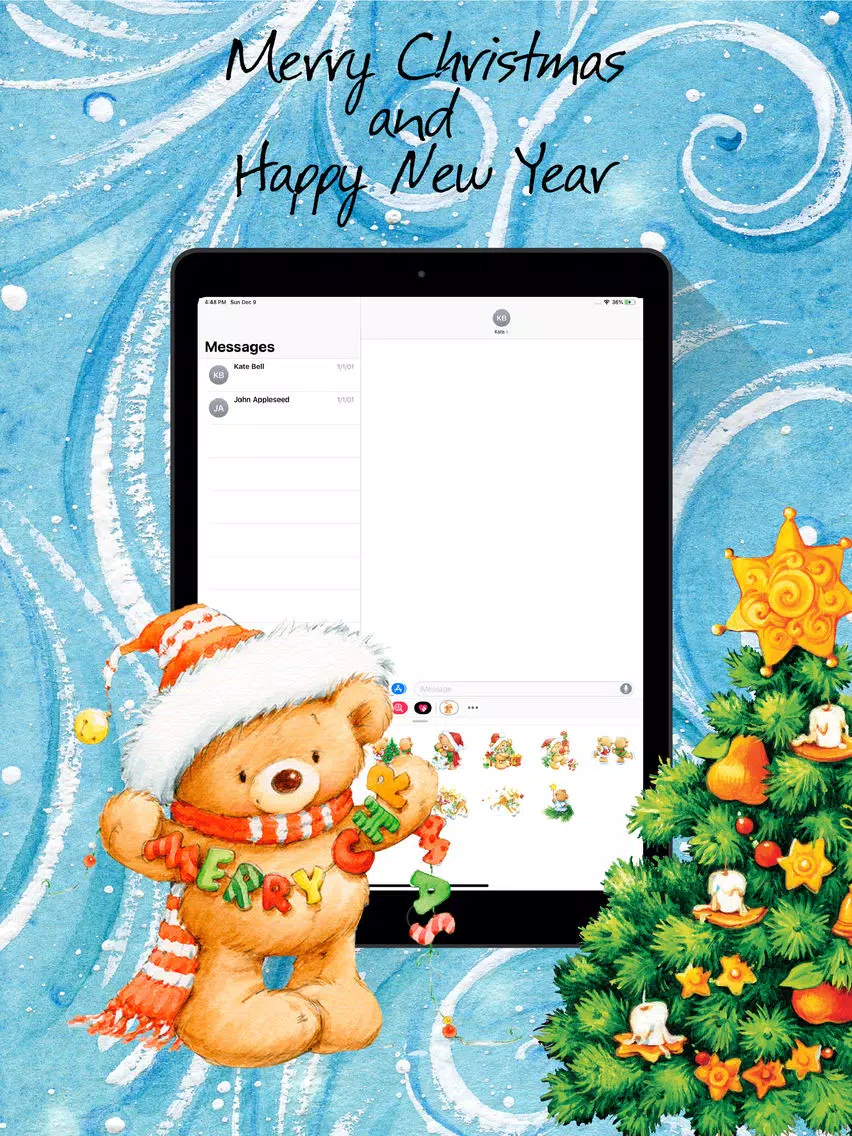 Tangkapan layar New Year, Christmas Cute Bears iPad 