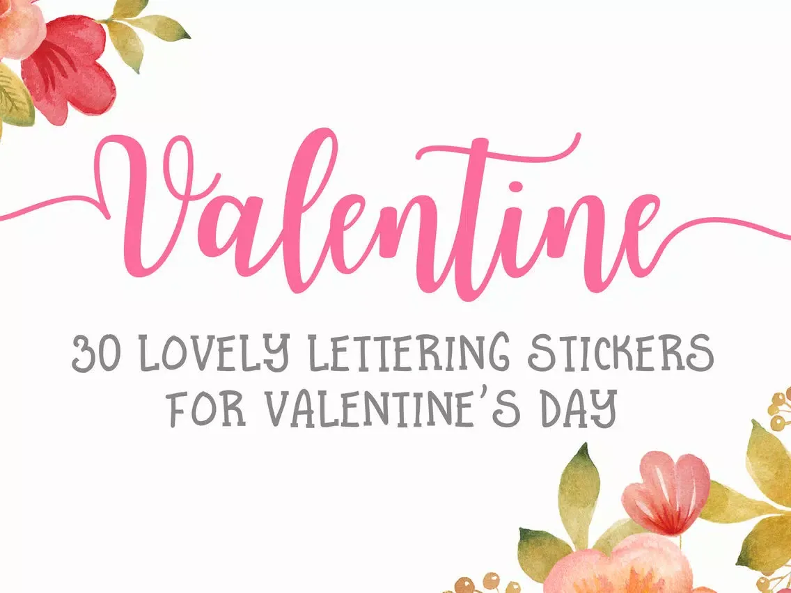 صور Valentine's Day Lettering Stickers iPad 