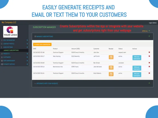 Ảnh chụp màn hình của Subscription Manager Invoicer iPad 
