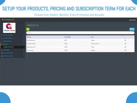 Ảnh chụp màn hình của Subscription Manager Invoicer iPad 