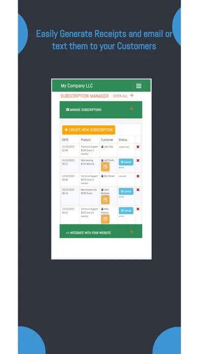 Ảnh chụp màn hình của Subscription Manager Invoicer