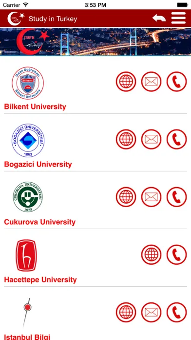 Ảnh chụp màn hình của Universities in Turkey