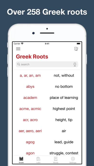 ภาพหน้าจอของ Greek and Latin Roots