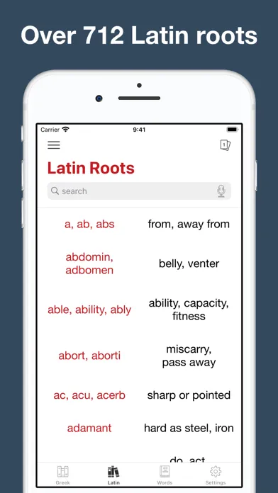 ภาพหน้าจอของ Greek and Latin Roots