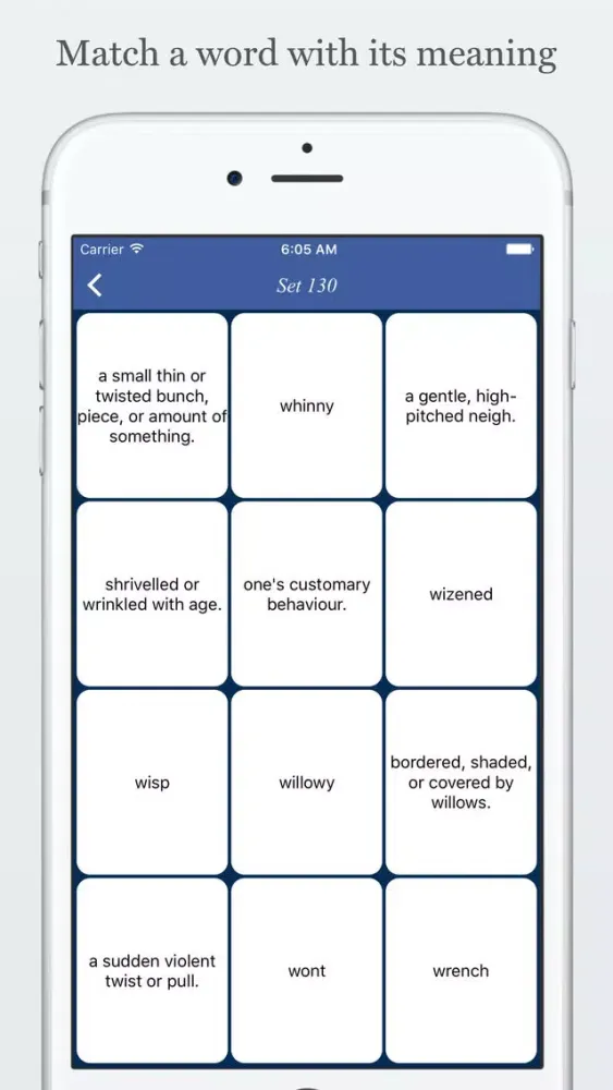 Ảnh chụp màn hình của Word list for GMAT - quiz, flashcard and match game