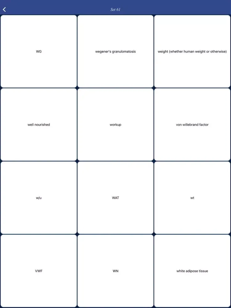 Capturas de pantalla de Medical Abbreviations - quiz, flashcard and match game iPad 