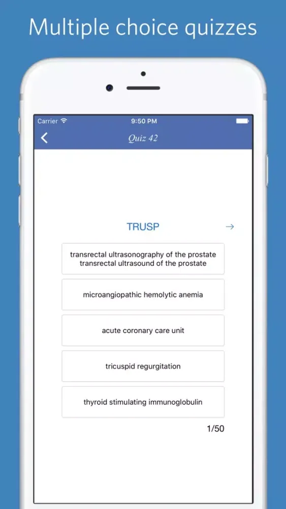 Capturas de pantalla de Medical Abbreviations - quiz, flashcard and match game
