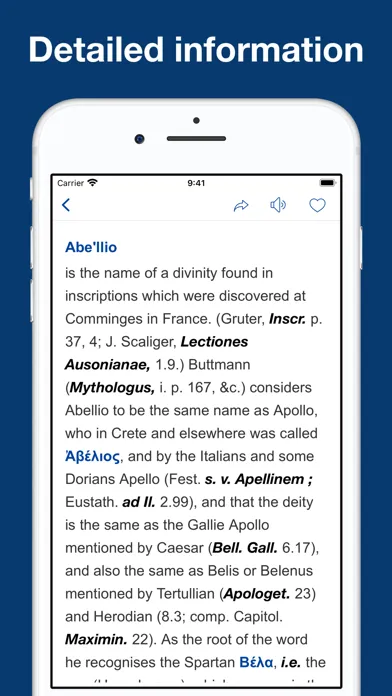 Tangkapan layar Greek and Roman Dictionaries