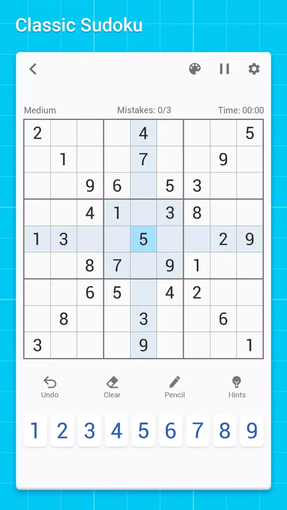 Capturas de tela do Sudoku