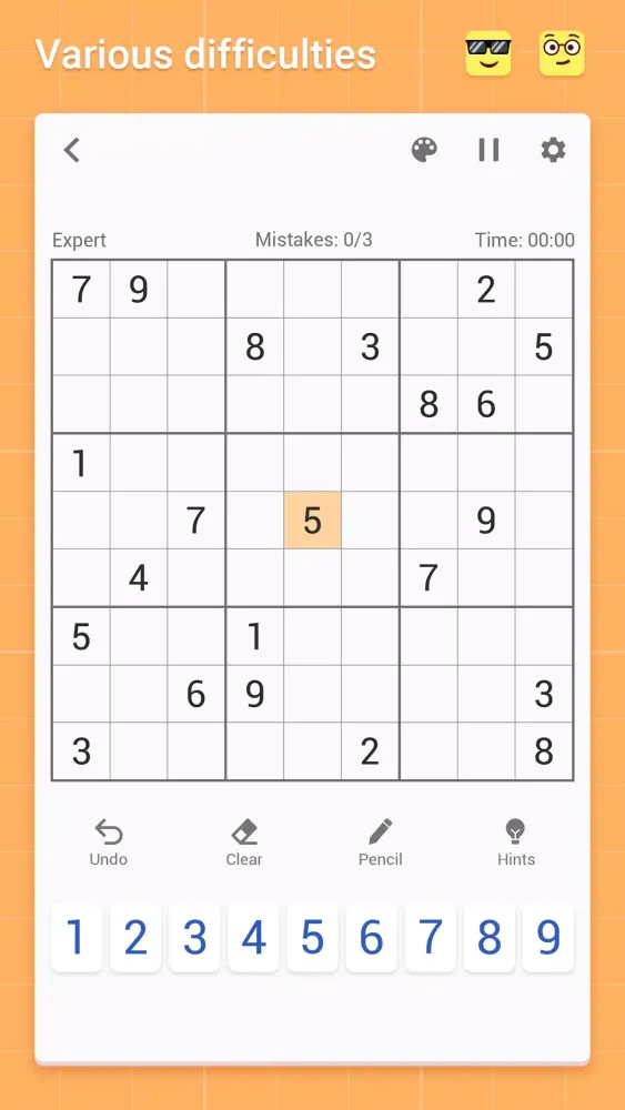 Capturas de tela do Sudoku