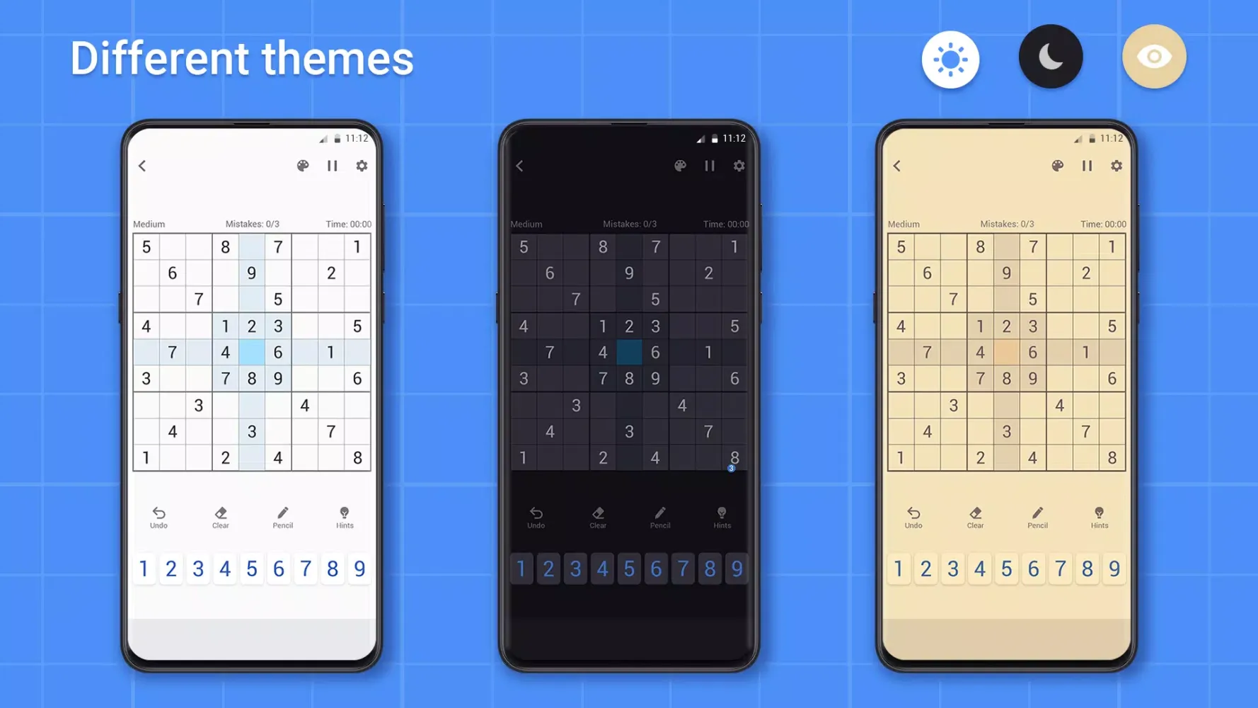 Capturas de tela do Sudoku