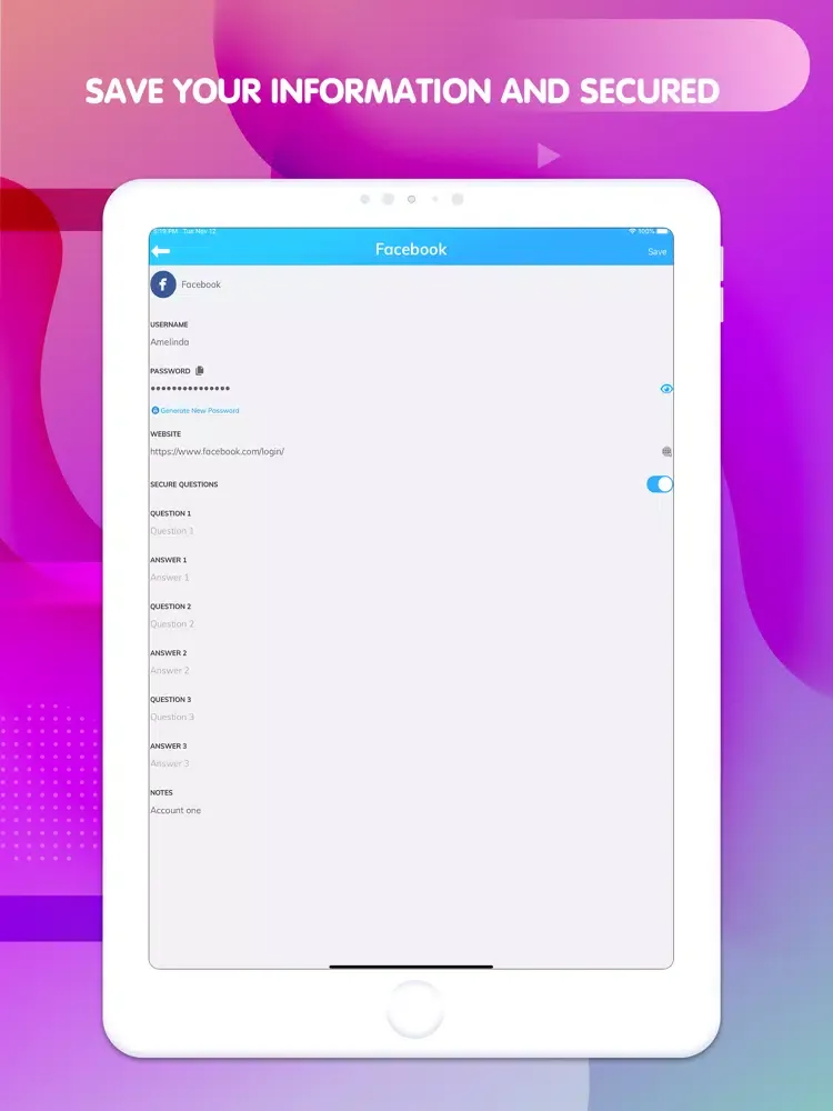 Capturas de pantalla de OneSafe - Password Manager iPad 