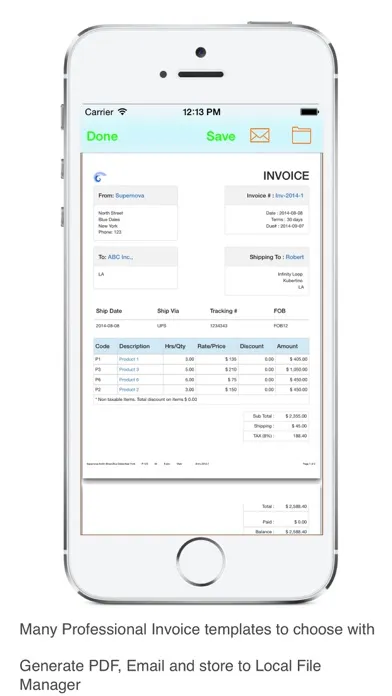 Capturas de tela do Invoice Tracker Sales Email