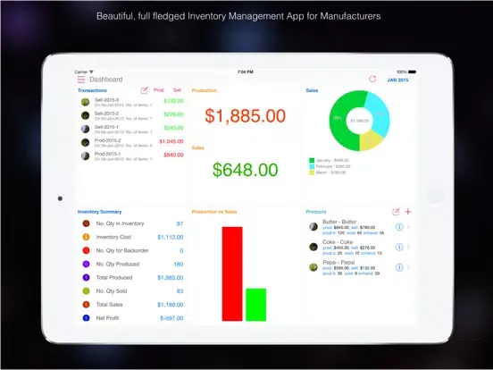 Inventory Pro for Manufacturer iPad  Screenshots