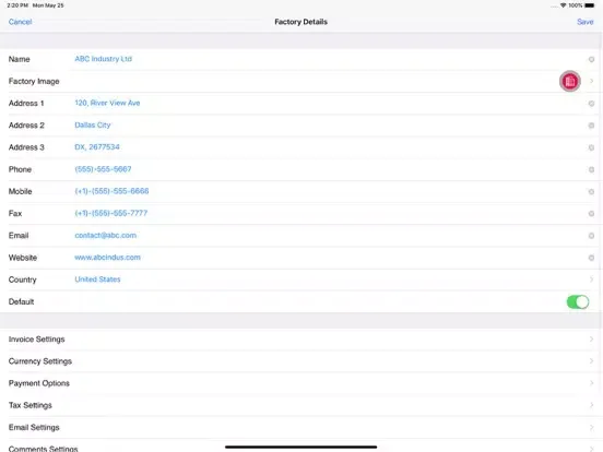 Captures d'écran de Production Manager : Inventory iPad 