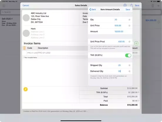 Captures d'écran de Production Manager : Inventory iPad 