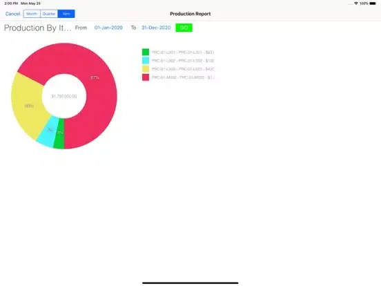 Captures d'écran de Production Manager : Inventory iPad 