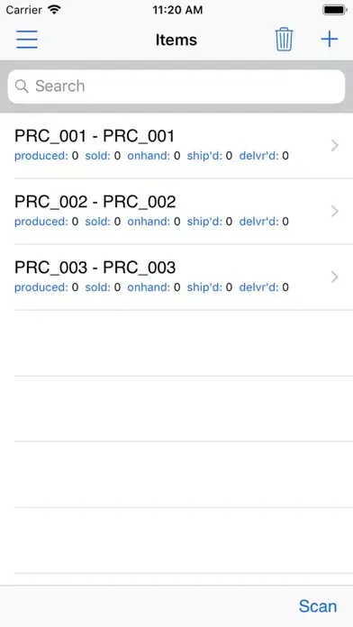 Captures d'écran de Production Manager : Inventory