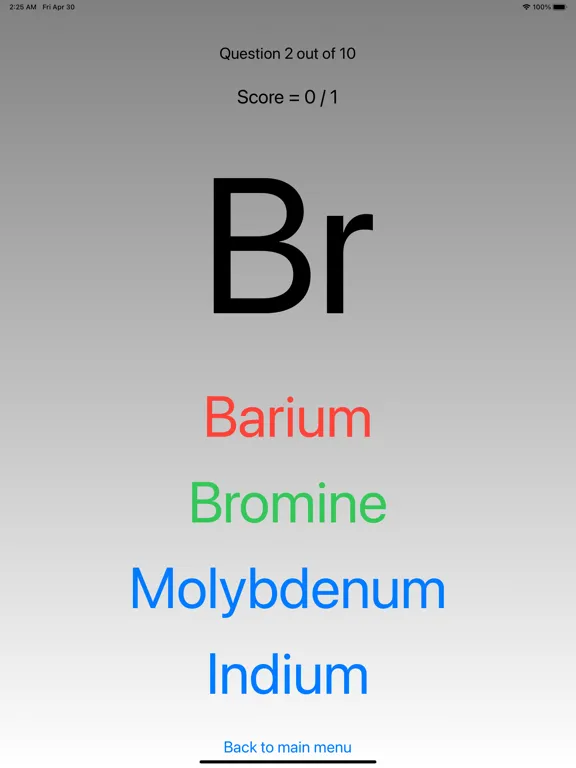 Tangkapan skrin Chemical elements - Table iPad 